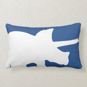 Navy Blue Dinosaur Pillow Gray Chevron Stripes Kussen
