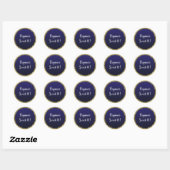 Navy Blue Dipped Goud Glitter Glam Sparkle Party Ronde Sticker (Vel)