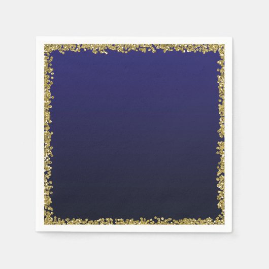 Navy Blue Dipped Goud Glitter Glam Sparkle Party Servet (Voorkant)