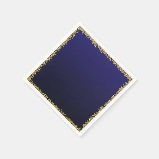 Navy Blue Dipped Goud Glitter Glam Sparkle Party Servet (Hoek)