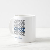 Navy Blue Distress Lacrosse Word Koffiemok (Voorkant links)
