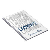 Navy Blue Distress Lacrosse Word Notitieboek (Rechterzijde)