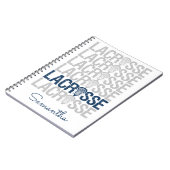 Navy Blue Distress Lacrosse Word Notitieboek (Linkerzijde)