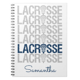 Navy Blue Distress Lacrosse Word Notitieboek
