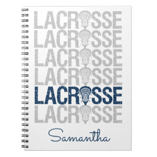 Navy Blue Distress Lacrosse Word Notitieboek