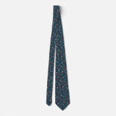 Navy Blue Ditsy Rood en Blauw Bloemen Patroon Stropdas (Achterkant)