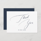 Navy Blue DIY-kleuren Luxe script Dank u Bedankkaart (Voorkant / Achterkant)