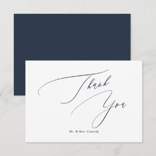 Navy Blue DIY-kleuren Luxe script Dank u Bedankkaart