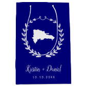 Navy Blue Dominican Republic Map Wedding Welkom Medium Cadeauzakje (Voorkant)