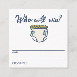 Navy Blue Doodle Baby Diaper Raffle Entry Card Informatiekaartje