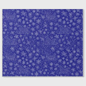 Navy Blue Doodle Christmas Sleigh Pattern Cadeaupapier (Vlak)