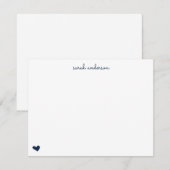 Navy Blue Doodle Heart - gepersonaliseerde schrijf Notitiekaartje (Voorkant / Achterkant)