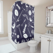 Navy Blue Douchegordijn (In situ)