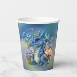 Navy Blue Dragon Boy Baby shower Papieren Bekers