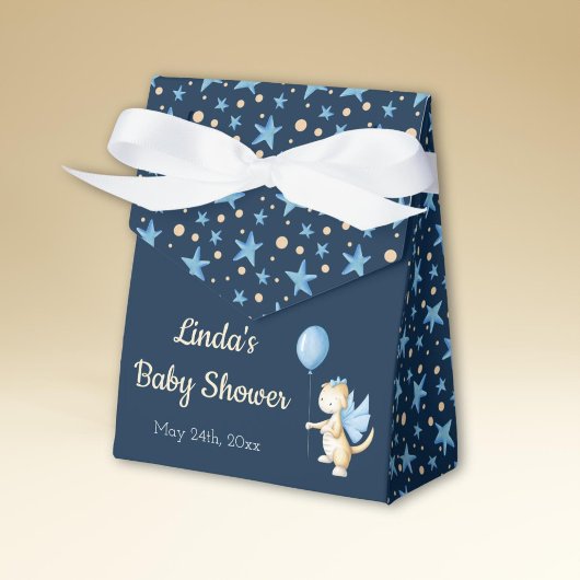 Navy Blue Dragon met ballon met het thema Baby sho Bedankdoosjes