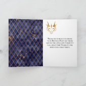 Navy Blue Dragon Schalen Gouden Faux Glitter Verja Bedankkaart (Binnen)