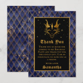 Navy Blue Dragon Schalen Gouden Faux Glitter Verja Bedankkaart (Voorkant / Achterkant)