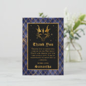 Navy Blue Dragon Schalen Gouden Faux Glitter Verja Bedankkaart (Staand voorkant)