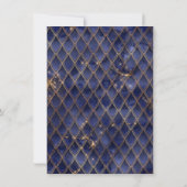 Navy Blue Dragon Schalen Gouden Faux Glitter Verja Bedankkaart (Achterkant)