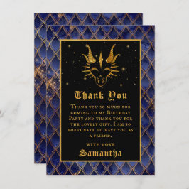 Navy Blue Dragon Schalen Gouden Faux Glitter Verja Bedankkaart