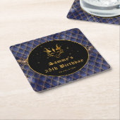 Navy Blue Dragon Schalen Gouden Faux Glitter Verja Kartonnen Onderzetters (Schuin)