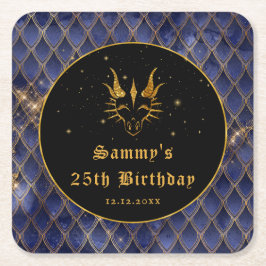Navy Blue Dragon Schalen Gouden Faux Glitter Verja Kartonnen Onderzetters