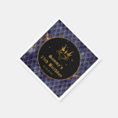 Navy Blue Dragon Schalen Gouden Faux Glitter Verja Servet (Hoek)