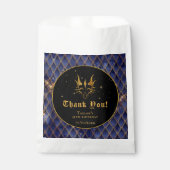 Navy Blue Dragon Schalen Gouden Verjaardag Dank u Bedankzakje (Voorkant)