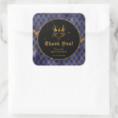 Navy Blue Dragon Schalen Gouden Verjaardag Dank u Vierkante Sticker (Tas)