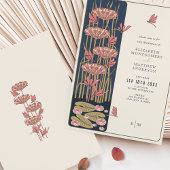 Navy Blue Dragonfly Belle Epoque Nouveau bruiloft Kaart