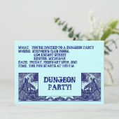 NAVY BLUE DRAGONS IN DUNGEONS ~ PARTIJINVITATIE! KAART (Staand voorkant)