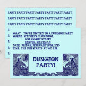 NAVY BLUE DRAGONS IN DUNGEONS ~ PARTIJINVITATIE! KAART (Voorkant / Achterkant)