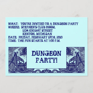NAVY BLUE DRAGONS IN DUNGEONS ~ PARTIJINVITATIE! KAART