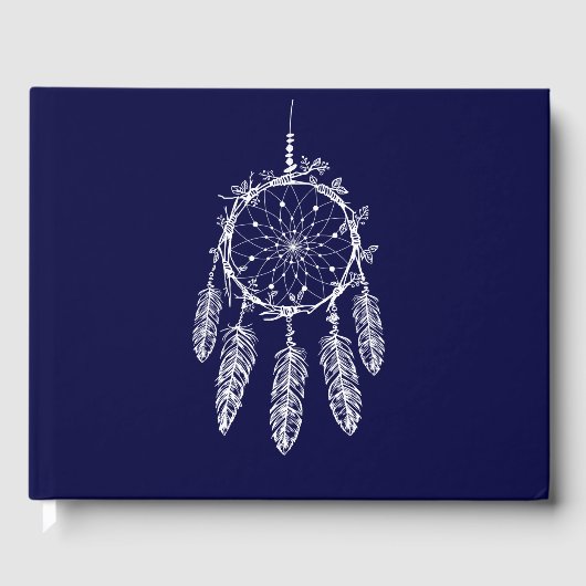 Navy Blue Dream Catcher Indiaanse bruiloft Gastenboek (Voorkant)
