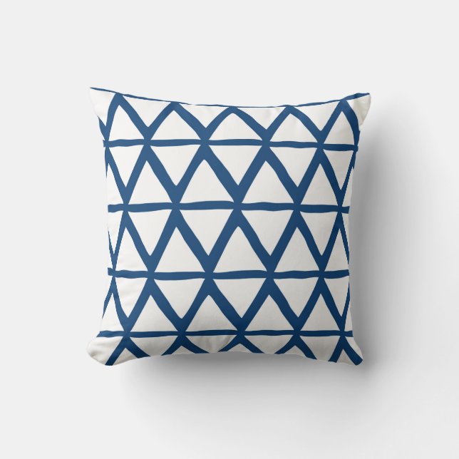 Navy Blue driehoeken Geometrische decoratieve lood Kussen (Voorkant)