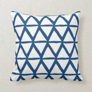 Navy Blue driehoeken Geometrische decoratieve lood Kussen