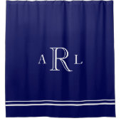Navy Blue DrieLetter Monogram Douchegordijn (Voorkant)