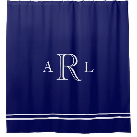 Navy Blue DrieLetter Monogram Douchegordijn (Voorkant)