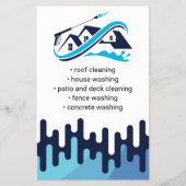 Navy Blue Drip Power Was Huis Schoonmaken Flyer (Achterkant)