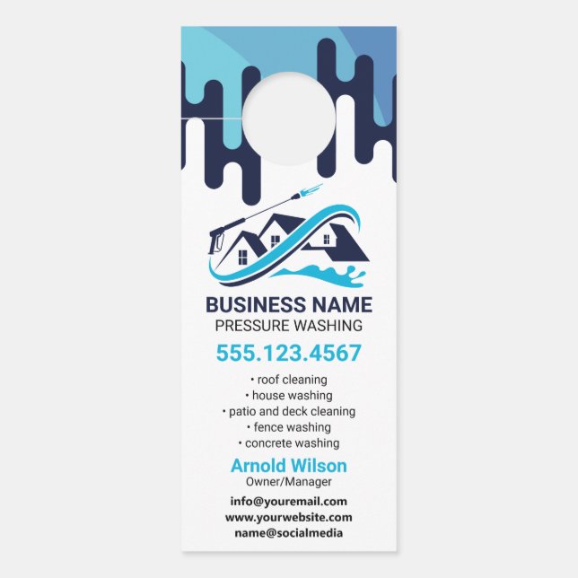 Navy Blue Drip Power Wash House Reiniging Deurhanger (Voorkant)