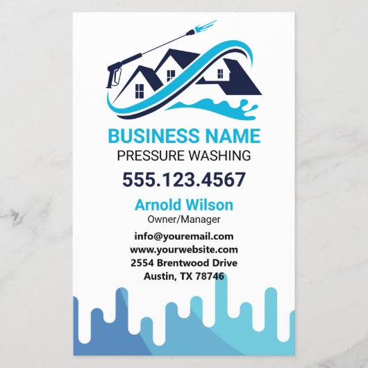 Navy Blue Drip Power Wash House Reiniging Flyer (Voorkant)
