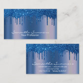 Navy Blue Drips Metal Look Uniek Aangepast Visitekaartje (Voorkant / Achterkant)