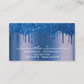 Navy Blue Drips Metal Look Uniek Aangepast Visitekaartje (Achterkant)
