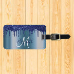 Navy Blue Drives Glitter Metal Monogram Bagagelabel<br><div class="desc">Dit ontwerp kan op het gebied worden gepersonaliseerd dat door de foto en/of tekst te veranderen wordt verstrekt. Of het kan worden aangepast door te klikken deze Sjabloon personaliseert en dan de klik te kiezen om verdere optie aan te passen en de kleur van de achtergrond te schrappen of te...</div>