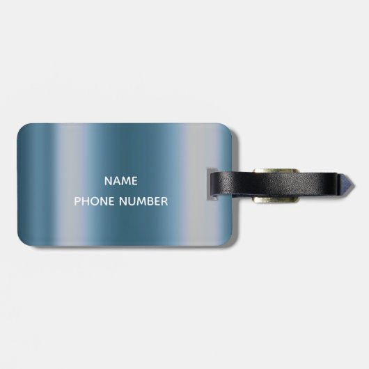 Navy Blue Drives Glitter Metal Monogram Bagagelabel (Achterkant horizontaal)