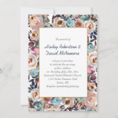 Navy Blue Dusk Blue Mauve Gold Wedding | Kaart (Voorkant)