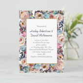 Navy Blue Dusk Blue Mauve Gold Wedding | Kaart (Staand voorkant)