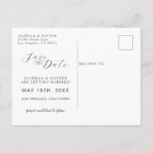 Navy Blue Dusty Blue Floral Wedding Save The Date Aankondigingskaart (Achterkant)