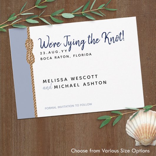 ⚓️ Navy Blue & Dusty Blue Tying The Knot Nautical Save The Date