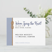 ⚓️ Navy Blue & Dusty Blue Tying The Knot Nautical Save The Date (Staand voorkant)